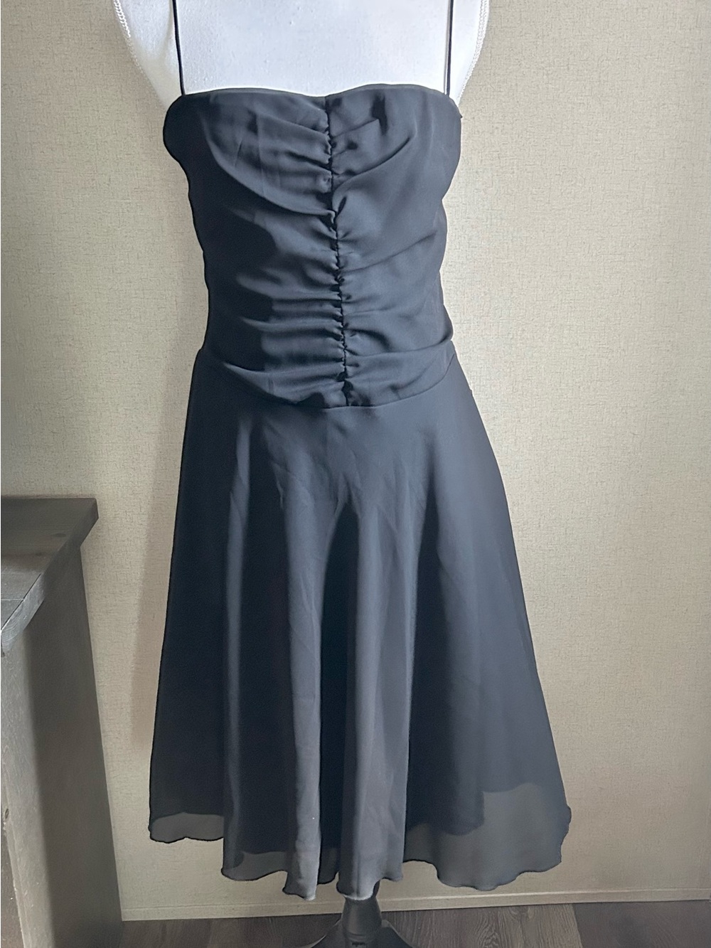 JCPenney Black Cocktail Ruched Bodice Midi Dress